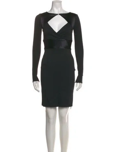 Pre-owned Halston Heritage Bateau Neckline Mini Dress In Black
