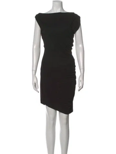 Pre-owned Halston Heritage Bateau Neckline Mini Dress In Black