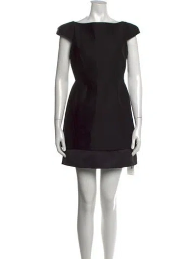 Pre-owned Halston Heritage Bateau Neckline Mini Dress In Black