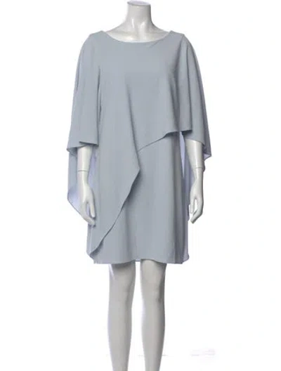 Pre-owned Halston Heritage Bateau Neckline Mini Dress In Blue