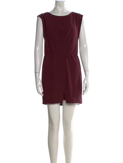 Pre-owned Halston Heritage Bateau Neckline Mini Dress In Burgundy
