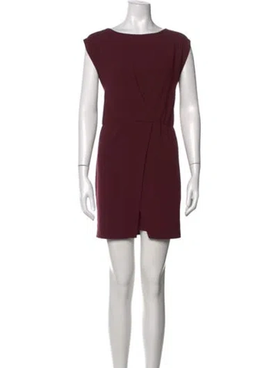 Pre-owned Halston Heritage Bateau Neckline Mini Dress In Burgundy