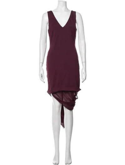 Pre-owned Halston Heritage Bateau Neckline Mini Dress In Burgundy
