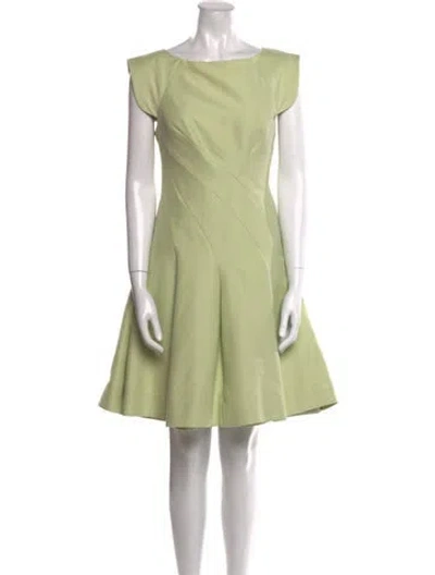 Pre-owned Halston Heritage Bateau Neckline Mini Dress In Green