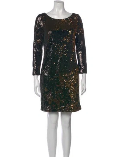Pre-owned Halston Heritage Bateau Neckline Mini Dress In Green