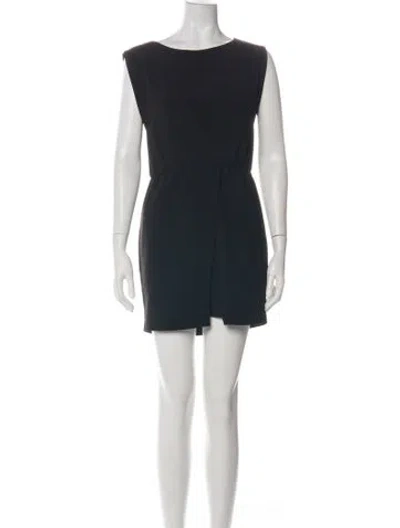 Pre-owned Halston Heritage Bateau Neckline Mini Dress In Green