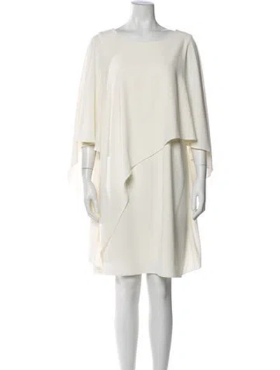 Pre-owned Halston Heritage Bateau Neckline Mini Dress In Neutral
