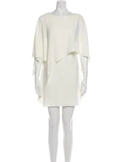 Pre-owned Halston Heritage Bateau Neckline Mini Dress In Neutral