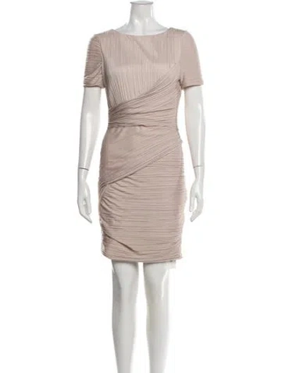 Pre-owned Halston Heritage Bateau Neckline Mini Dress In Neutral