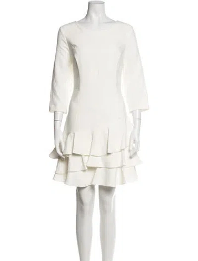 Pre-owned Halston Heritage Bateau Neckline Mini Dress In Neutrals