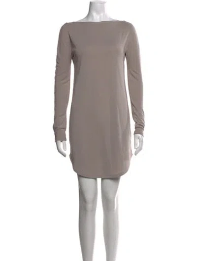 Pre-owned Halston Heritage Bateau Neckline Mini Dress In Neutrals
