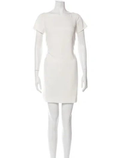 Pre-owned Halston Heritage Bateau Neckline Mini Dress In Neutrals