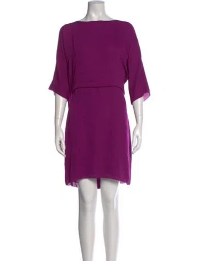 Pre-owned Halston Heritage Bateau Neckline Mini Dress In Pink