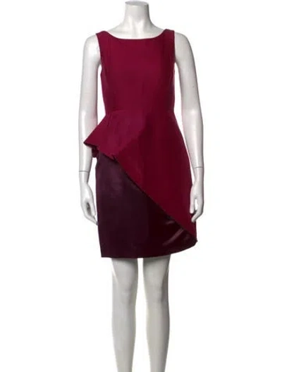 Pre-owned Halston Heritage Bateau Neckline Mini Dress In Pink