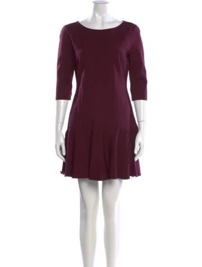Pre-owned Halston Heritage Bateau Neckline Mini Dress In Purple