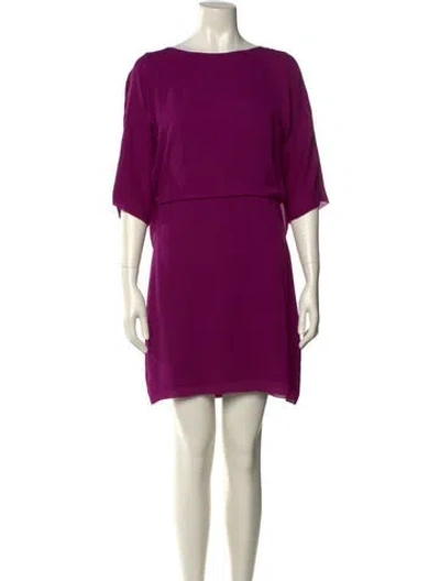 Pre-owned Halston Heritage Bateau Neckline Mini Dress In Purple
