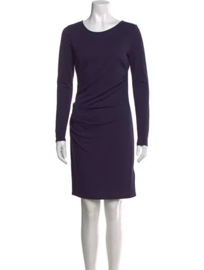 Pre-owned Halston Heritage Bateau Neckline Mini Dress In Purple