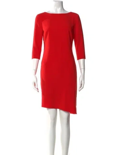 Pre-owned Halston Heritage Bateau Neckline Mini Dress In Red