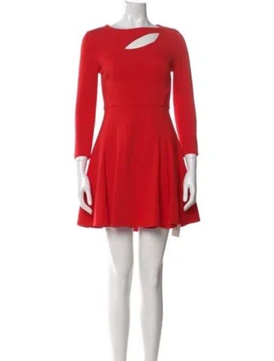 Pre-owned Halston Heritage Bateau Neckline Mini Dress In Red