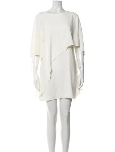 Pre-owned Halston Heritage Bateau Neckline Mini Dress W/ Tags In White