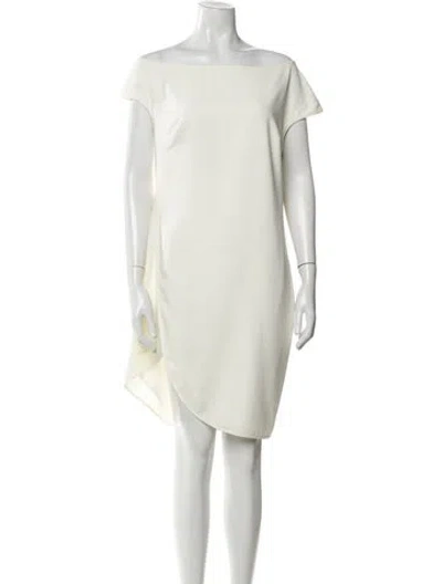 Pre-owned Halston Heritage Bateau Neckline Mini Dress In White