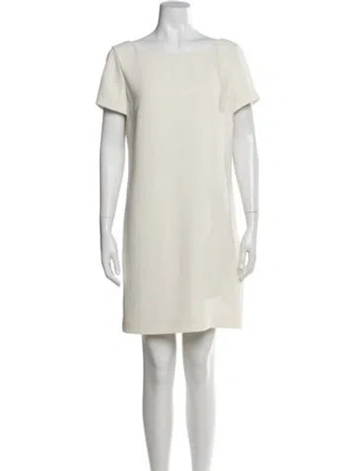 Pre-owned Halston Heritage Bateau Neckline Mini Dress In White