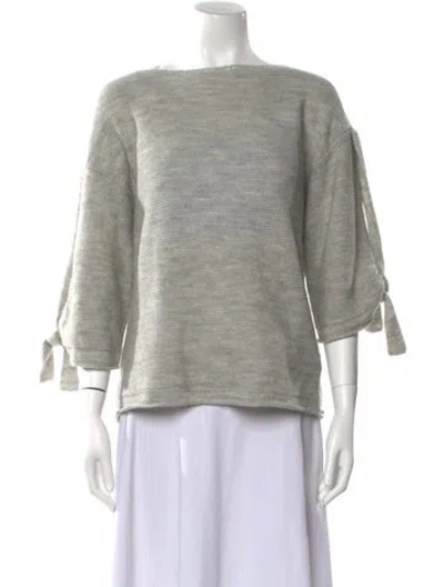 Pre-owned Halston Heritage Bateau Neckline Sweater In Gray