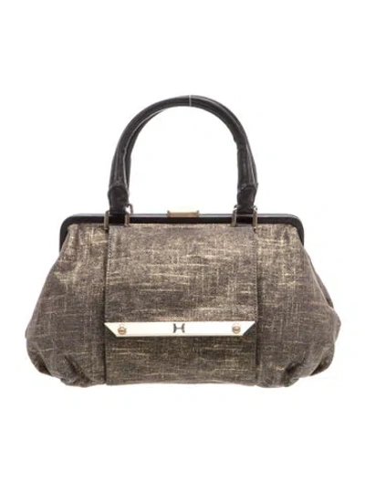 Pre-owned Halston Heritage Canvas Top Handle Bag In Multi