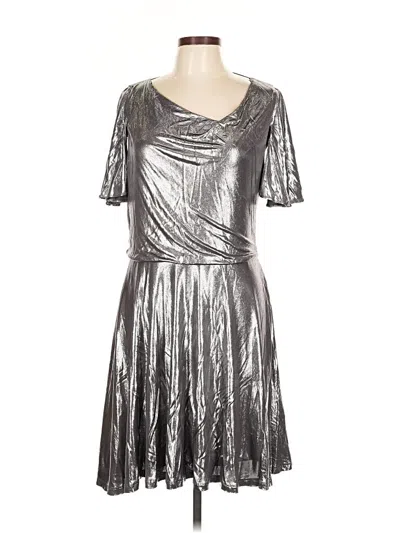 Pre-owned Halston Heritage Cocktail Dress In Silver