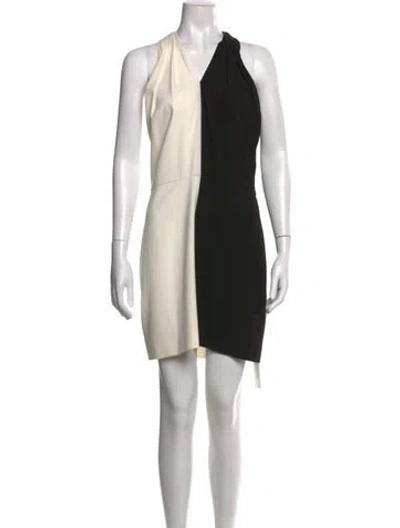 Pre-owned Halston Heritage Colorblock Pattern Mini Dress In Black