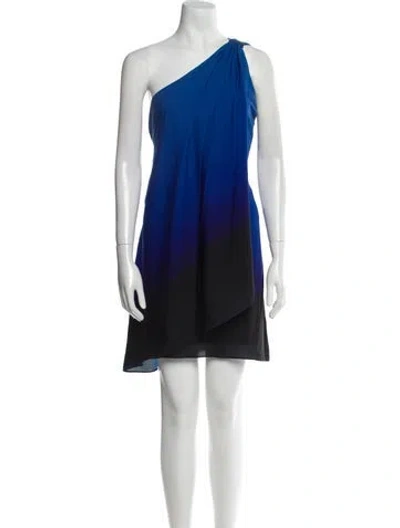 Pre-owned Halston Heritage Colorblock Pattern Mini Dress In Blue