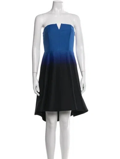 Pre-owned Halston Heritage Colorblock Pattern Mini Dress In Blue