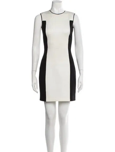 Pre-owned Halston Heritage Colorblock Pattern Mini Dress In Neutrals