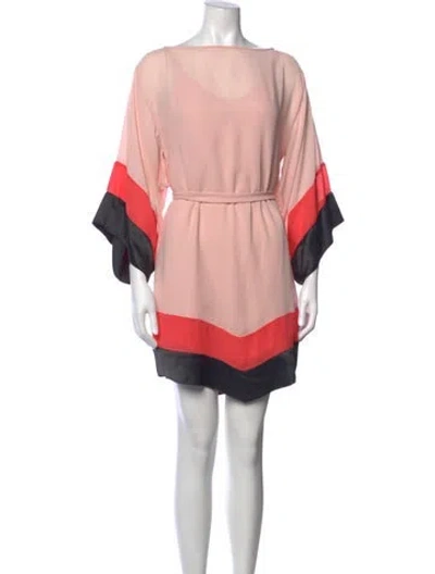 Pre-owned Halston Heritage Colorblock Pattern Mini Dress In Pink