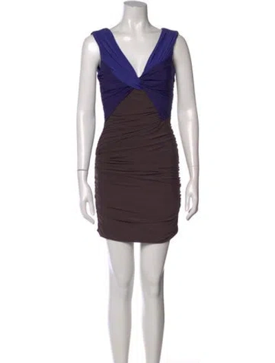 Pre-owned Halston Heritage Colorblock Pattern Mini Dress W/ Tags In Purple
