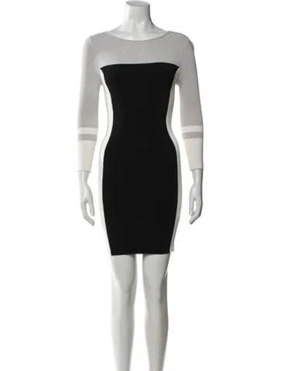 Pre-owned Halston Heritage Colorblock Pattern Mini Dress In White