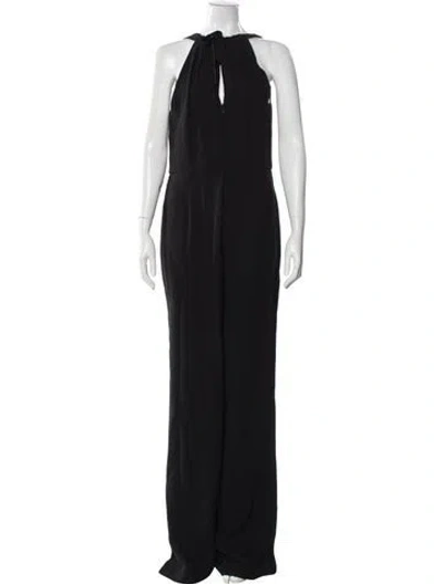 Pre-owned Halston Heritage Cowl Neck Jumpsuit In Black