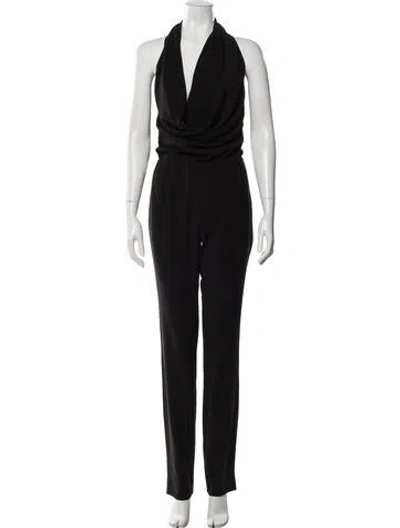 Pre-owned Halston Heritage Cowl Neck Jumpsuit In Black
