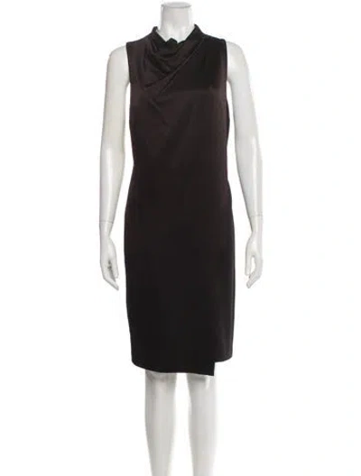 Pre-owned Halston Heritage Cowl Neck Knee-length Dress In Black