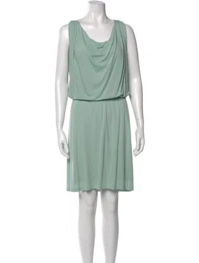 Pre-owned Halston Heritage Cowl Neck Knee-length Dress In Green