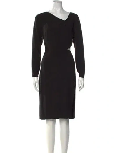 Pre-owned Halston Heritage Cowl Neck Knee-length Dress W/ Tags In Black