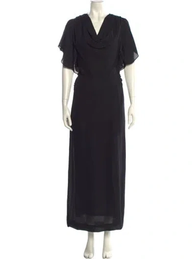 Pre-owned Halston Heritage Cowl Neck Long Dress In Black