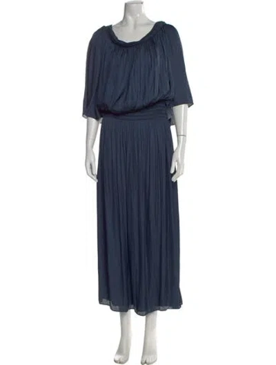 Pre-owned Halston Heritage Cowl Neck Long Dress In Blue