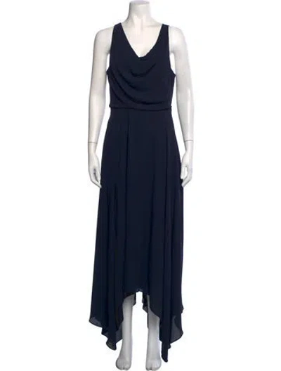 Pre-owned Halston Heritage Cowl Neck Long Dress In Blue