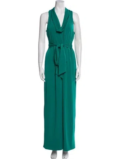 Pre-owned Halston Heritage Cowl Neck Long Dress In Green