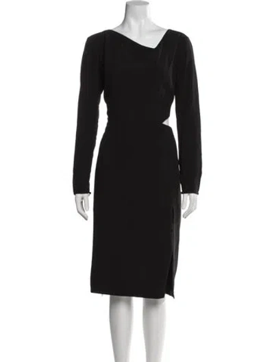 Pre-owned Halston Heritage Cowl Neck Midi Length Dress In Black