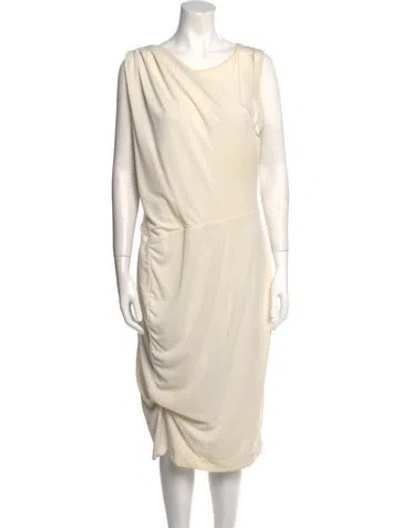 Pre-owned Halston Heritage Cowl Neck Midi Length Dress In Neutral
