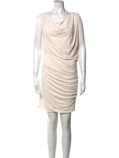 Pre-owned Halston Heritage Cowl Neck Mini Dress In Neutrals