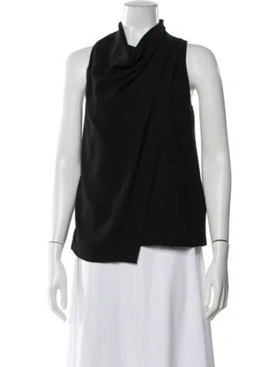 Pre-owned Halston Heritage Cowl Neck Sleeveless Top In Black