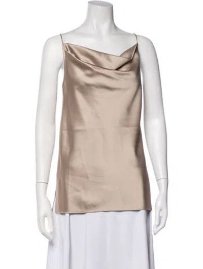 Pre-owned Halston Heritage Cowl Neck Sleeveless Top W/ Tags In Neutrals